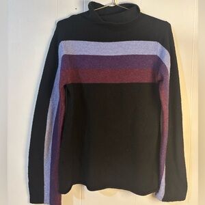 Democracy Black and Purple Striped Turtleneck Sweater